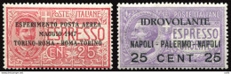 Posta Aerea N. 1/2 "Torino - Roma" E "Napoli - Palermo" Due Valori - Mint/hinged