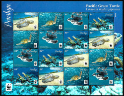 Penrhyn Cook Islands 2014 W.W.F. Green Turtle Ocean Marine Reptile Amphibian Wildlife MNH Stamps Full Sheet Mi. 761-764 - Turtles