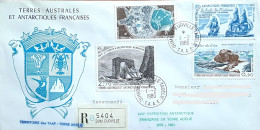 Grand Pli Recommandé Posté à Dumont D'Urville, Blason TAAF, Cachet Arrivée France - Antarctic Expeditions