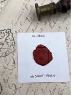 CACHET CIRE ANCIEN - Sigillographie - SCEAUX - WAX SEAL - Ca 1860 De SAINT PERN - Timbri