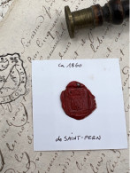 CACHET CIRE ANCIEN - Sigillographie - SCEAUX - WAX SEAL - Ca 1860 De SAINT PERN - Seals