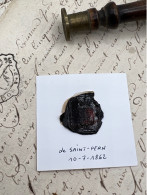 CACHET CIRE ANCIEN - Sigillographie - SCEAUX - WAX SEAL - De SAINT PERN 10 7 1862 - Seals