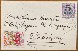 SWEDEN 1920, STATIONERY COVER, 5 ORE SURCHARGED ON 4 ORE, FLYING ANGEL VIGNETTE LABEL, HELSINGBORG CITY CANCEL - Storia Postale