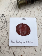 CACHET CIRE ANCIEN - Sigillographie - SCEAUX - WAX SEAL - Ca 1855 Baron SAULLAY DE L'AISNE - Sellos