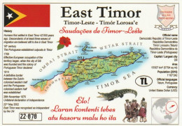 1 Map Of East Timor * 1 Ansichtskarte Mit Der Landkarte Von Ost Timor Mit Informationen Und Der Flagge Des Landes * - Carte Geografiche