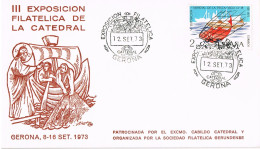 54675. Carta GERONA 1973. Exposicion Filatelica. Escena Jesus Y Los Pescadores - Cartas & Documentos