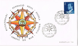 54676. Carta ARENYS De MAR (Barcelona) 1973. Real Escuela Nautica, Rosa De Los Vientos - Brieven En Documenten