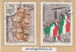 USATI ITALIA 1976 - Ref.0362 "ANNIVERSARIO REPUBBLICA" Serie Di 2 Val. - - 1971-80: Used