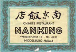 Dutch Matchbox Label, MIDDELBURG - Zeeland, Chinees Restaurant NANKING, Holland, Netherlands - Boites D'allumettes - Etiquettes