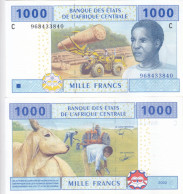 CENTRAL AFRICAN STATES CHAD 1000 FRANCS 2002 P607C UNC LETTER C - Tschad