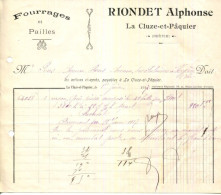 FACTURE.38.ISÈRE.LA CLUSE ET PÂQUIER.FOURRAGES & PAILLES.RIONDET ALPHONSE. - Agricoltura