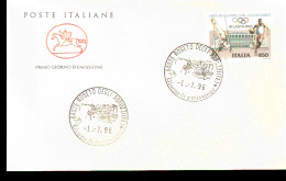 1996 BUSTA CON ANNULLO FDC Lo Sport Italiano. Centenario Dei Giochi Olimpici. BASKET GINNASTICA ANELLI - Estate 1996: Atlanta