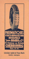 Cherbourg * Penumatiques Jean BRARD & Cie 143 Avenue De Paris * Doc Ancien Pneus Pneu Automobile * 14.2x7.2cm - Cherbourg