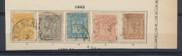 MI Nr 6 - 10 SKILL. CANCELS  VÅPEN 1863. NK  6, 7, 8,  9, 10. Med LUX STPL  CHRISTIANIA 1867. - Used Stamps