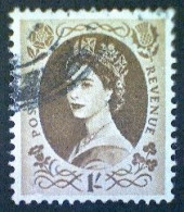 Great Britain, Scott #367, Used(o), 1958, Wilding: Queen Elizabeth II, 1/, Brown - Gebruikt