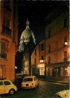 Automobiles - Paris - Montmartre La Nuit: La Basilique Du Sacré-Cœur, Vue De La Rue Du Chevalier De-la-Barre - CPM - Voi - Turismo