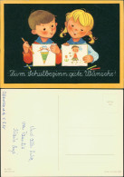 Glückwunsch Schulanfang & Einschulung Kinder Beim Malen (DDR Karte) 1958 - Primero Día De Escuela