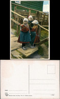 Postkaart Marken-Waterland Insel Marken Mädchen Am Steg 1925 - Marken