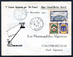 RC 27410 ALGERIE 1952 ALGER - COLOMB BECHARD DIRECT PAR AIR FRANCE 1er VOL FFC - TB - Brieven En Documenten