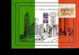 L'ITALIA AD ATLANTA CARTOLINA CON ANNULLO SPECIALE OLIMPHILEX 96 - Verano 1996: Atlanta