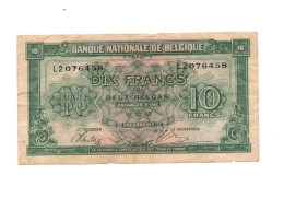 Belgium 10 Francs 1943 WWII P-122 Fine - 10 Franchi