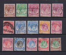 SINGAPORE    1938    King  George  VI   Including  Shades    Set  Of  15    USED - Singapour (...-1959)