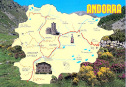 1 Map Of Andorra * 1 Ansichtskarte Mit Der Landkarte Von Andorra * - Maps