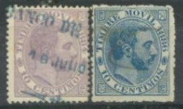 SPAIN,  1886, KING ALFONSO ADHESSIVE STAMPS SET OF 2, USED. - Used Stamps