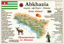 1 Map Of Abkhazia * 1 Ansichtskarte Mit Der Landkarte Von Abchasien Mit Informationen Und Der Flagge  Abchasiens * - Maps