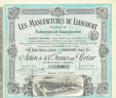 Titre De 1898 - Les Manufactures De Liancourt - Fabrique De Chaussures - Déco - Industrie