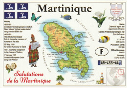 1 Map Of Martinique * 1 Ansichtskarte Mit Der Landkarte Von Martinique Mit Informationen Und Der Flagge Von Martinique * - Maps