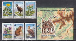 Romania 1985 - 50 Years Of Retezat Nature Reserve: Animals And Flowers, Mi-Nr. 4172/77+Bl. 218, MNH** - Ongebruikt