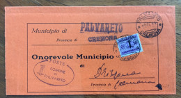 COMUNE DI PALVARETO Ovale Con Fascio + PALVARETO CREMONA 26/10/44 Su SEGNATASSE FASCETTO 50 C. Per DRIZZONA - Marcophilia