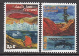 2015 Greenland Song Illustrations Music Whales Birds Complete Set Of 2 MNH @ 75% Face Value - Ungebraucht