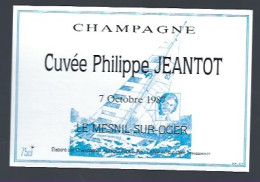Etiquette Champagne Cuvée Philippe Jeantot  7 Oct 1987 Le Mesnil Sur Oger  Marne 51 - Champagne