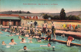 Igny * La Piscine , Baignade , Baigneurs * école St Nicolas * Hommes Ados Enfants - Igny