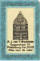 Dutch Matchbox Label, MIDDELBURG - Zeeland, P. J. Van 't Westelnde, Alles Voor De Roker, Holland, Netherlands - Boites D'allumettes - Etiquettes