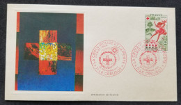 France Red Cross Spring 1975 Butterfly Flower Girl Health Tree (stamp FDC) - 1971-1976 Marianne Of Béquet