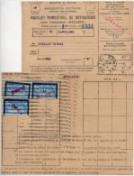 !!! FISCAUX SOCIAUX POSTAUX : 2 DOCUMENTS FEUILLETS TRIMESTRIELS DE COTISATIONS ASSURANCE MALADIE 1934 - Lettres & Documents