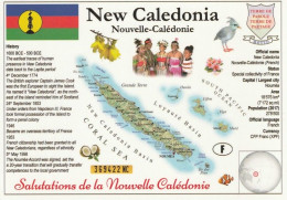 1 Map Of New Caledonia * 1 Ansichtskarte Mit Der Landkarte Von Neukaledonien Mit Informationen Und Der Flagge Des Landes - Maps