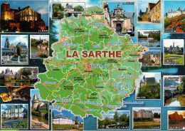 1 Map Of France * 1 Ansichtskarte Mit Der Landkarte - Département Sarthe - Ordnungsnummer 72 * - Mapas