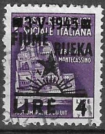 FIUME - OCC. JUGOSLAVA - 1945 - MONUMENTI DISTRUTTI - SOPRATSAMPATO  LIRE4 /1LIRA - USATO (YVERT N.C. - SS 15) - Occup. Iugoslava: Fiume