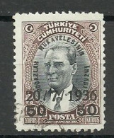 Turkey; 1936 Surcharged Stamp For The Signature Of The Straits Settlement "Bogazlan Instead Of Bogazlar" ERROR - Usati