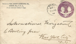 USA 1893 Akron Ohio 400 Years Christopher Columbus Discovery Americas 2c Postal Stationary Cover - Cristóbal Colón