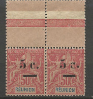 REUNION N° 53 Variétée C Cassé Tenant à Normal NEUF** LUXE SANS CHARNIERE  / Hingeless  / MNH - Unused Stamps