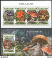 Hm1355 2018 Mozambique Mushrooms Butterflies Insects Nature #9754-7+Bl1391 Mnh - Champignons