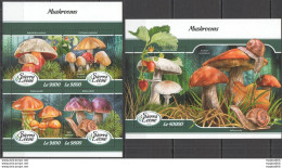 Hm1580 2018 Sierra Leone Mushrooms Snails Flora Nature #9240-3+Bl1377 Mnh - Champignons