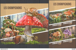 Hm1782 2018 Niger Mushrooms Snails Ladybugs Insects Nature #5498-1+Bl801 Mnh - Champignons