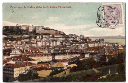 Panorama De Lisboa Visto De S. Pedro D'Alcantara - Timbre Surchargé 20 Reis - édit. Costa 1125 + Verso - Lisboa