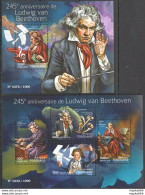 Tg053 2015 Togo Famous People Compositors Music Ludwig Van Beethoven Kb+Bl Mnh - Music